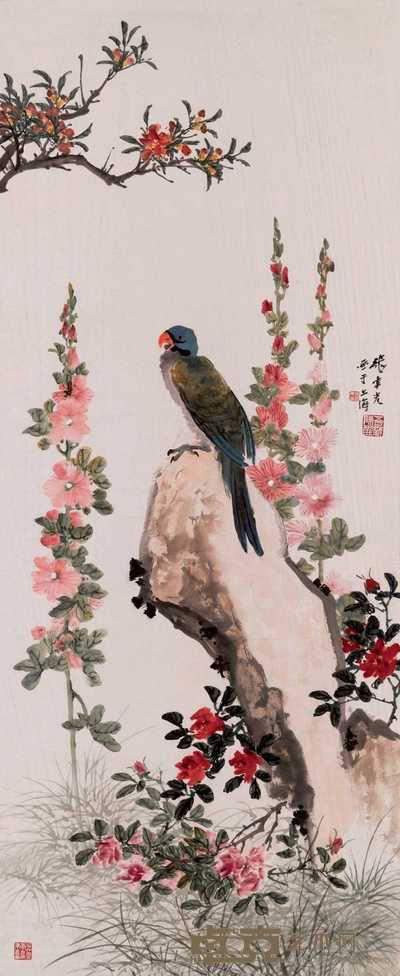 张聿光 1960年作 花鸟 立轴 138×56.5cm